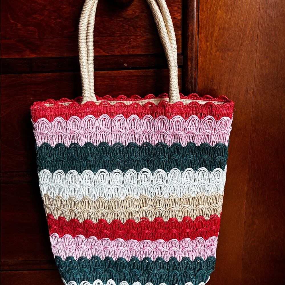 Art Class Multicolor Woven Straw Tote Bag